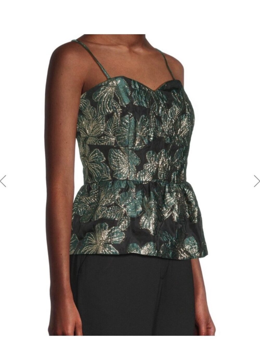 NWT Lilly Pulitzer Stephanie Top Sz 6 Noir Enchanted Evening Brocade Glam Peplum